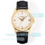 Swiss Replica GR Patek Philippe Calatrava 5127 Gold Diamond Bezel Watch 37mm 